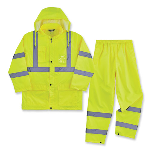 Ergodyne Glowear 8376k Lightweight Hv Rain Suit Large Lime