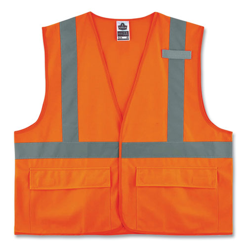 Ergodyne Glowear 8225hl Class 2 Standard Solid Hook And Loop Vest Polyester Orange 2x-large/3x-large