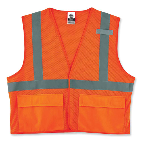 Ergodyne Glowear 8220hl Class 2 Standard Mesh Hook And Loop Vest Polyester 4x-large/5x-large Orange