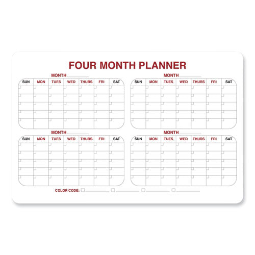 Ghent 4 Month Whiteboard Calendar With Radius Corners 36x24 White/red/black Surface