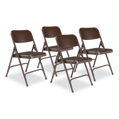 NPS 200 Series Premium All-steel Double Hinge Folding Chair Supports 500 Lb 17.25" Seat Ht Brown 4/ct Ships In 1-3 Bus Days