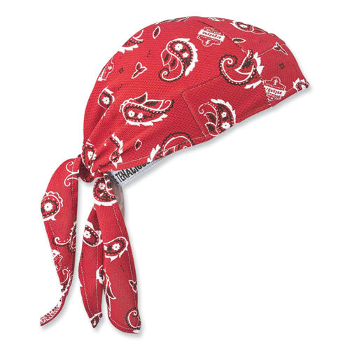 Ergodyne Chill-its 6615 High-performance Bandana Doo Rag W/terry Cloth Sweatband One Size Red Western