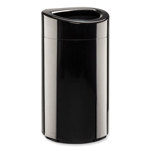 Safco Open Top Oval Waste Receptacle 14 Gal Steel Black