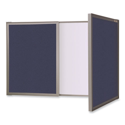 Ghent Visuall Pc Whiteboard Cabinet Blue Fabric Bulletin Board Exterior Doors 36x24 Aluminum Frame