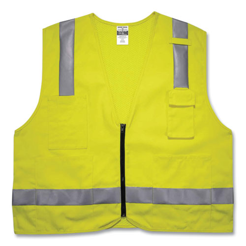 Ergodyne Glowear 8262frz Class 2 Fr Surveyor Zipper Vest Tencel/modacrylic/para-aramid/kevlar S/m Lime