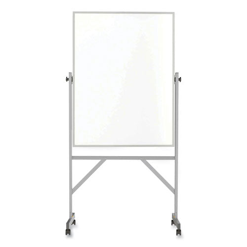 Ghent Reversible Magnetic Porcelain Whiteboard With Satin Aluminum Frame And Stand 36x48 White Surface Ships In 7-10 Bus Days