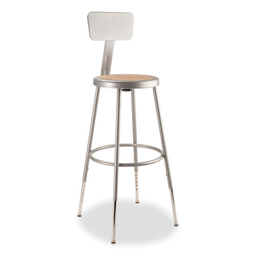 NPS 6200 Series 25"-33" Height Adjustable Heavy Duty Stool W/backrest Supports 500lb Brown Seat/gray Baseships In 1-3 Bus Days