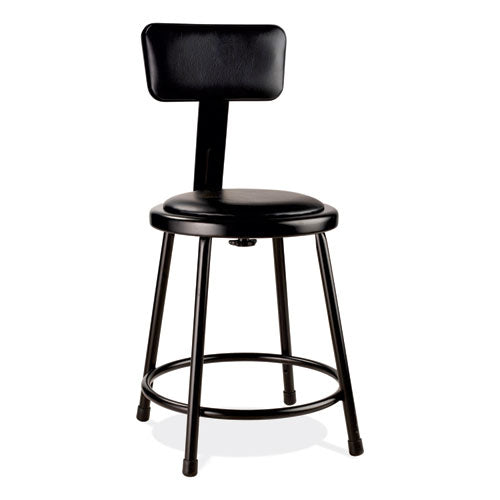 NPS 6400 Series Heavy Duty Vinyl Padded Stool W/backrest Supports 300lb 18" Seat Ht Black Seat/back/baseships In 1-3 Bus Days