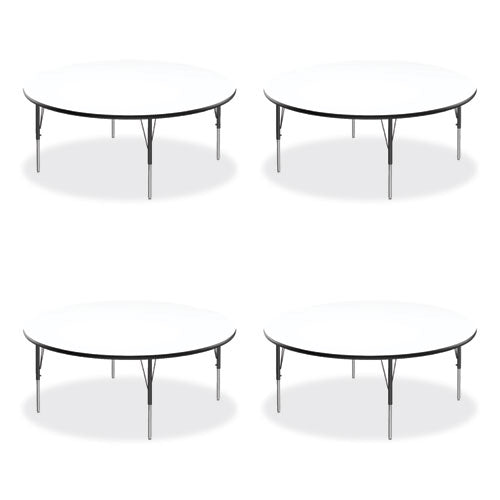 Correll Markerboard Activity Tables Round 60"x19" To 29" White Top Black/silver Legs 4/pallet