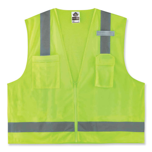 Ergodyne Glowear 8249z Class 2 Economy Surveyors Zipper Vest Polyester 4x-large/5x-large Lime