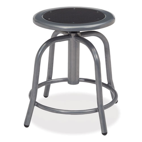 NPS 6800 Series Height Adj Metal Seat Swivel Stool Supports 300 Lb 18"-24" Seat Ht Black Seat Gray Baseships In 1-3 Bus Days