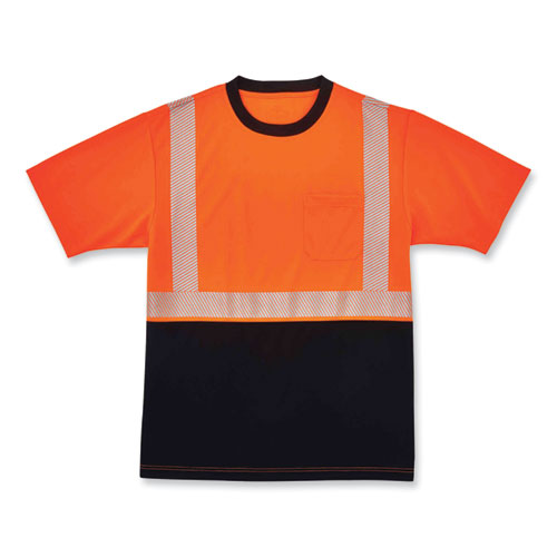 Ergodyne Glowear 8280bk Class 2 Performance T-shirt With Black Bottom Polyester 2x-large Orange