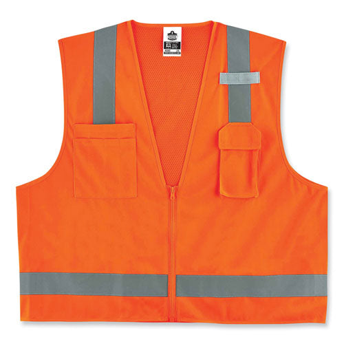 Ergodyne Glowear 8249z Class 2 Economy Surveyors Zipper Vest Polyester 2x-large/3x-large Orange