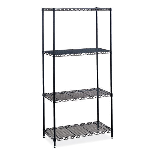 Safco Industrial Wire Shelving Four-shelf 36wx18dx72h Black