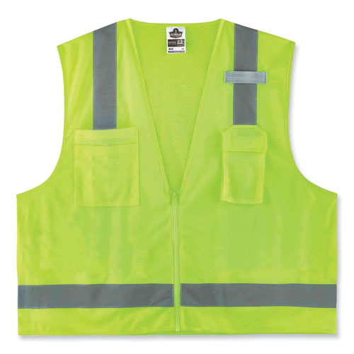 Ergodyne Glowear 8249z Class 2 Economy Surveyors Zipper Vest Polyester Large/x-large Lime