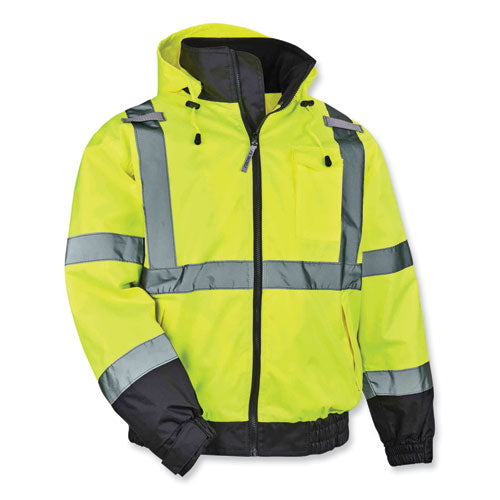 Ergodyne Glowear 8379 Class 3 Hi-vis Fleece Lined Bomber Jacket Lime Large