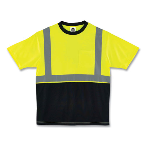 Ergodyne Glowear 8289bk Class 2 Hi-vis T-shirt With Black Bottom Medium Lime