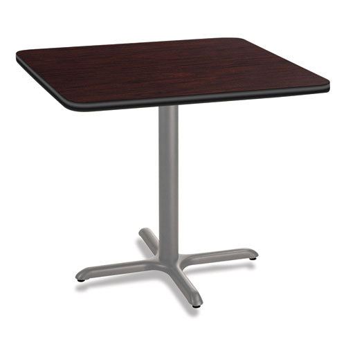 NPS Cafe Table 36wx36dx30h Square Top/x-base Mahogany Top Gray Base