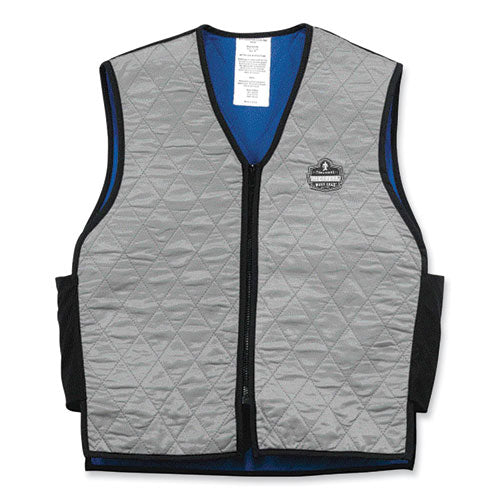 Ergodyne Chill-its 6665 Embedded Polymer Cooling Vest With Zipper Nylon/polymer Medium Gray