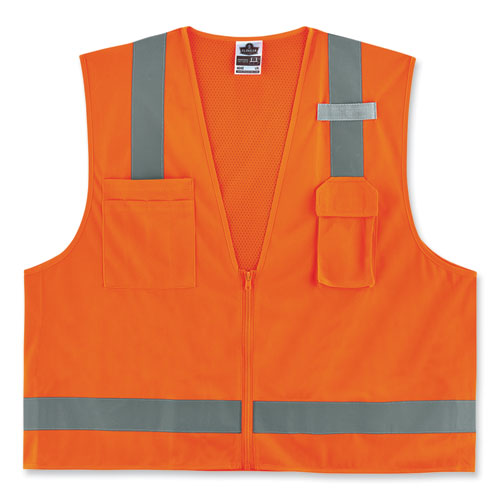 Ergodyne Glowear 8249z-s Single Size Class 2 Economy Surveyors Zipper Vest Polyester 4x-large Orange