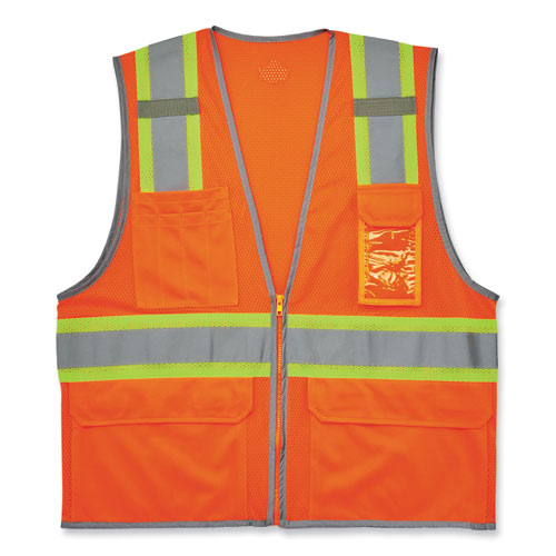 Ergodyne Glowear 8246z-s Single Size Class 2 Two-tone Mesh Vest Polyester Medium Orange