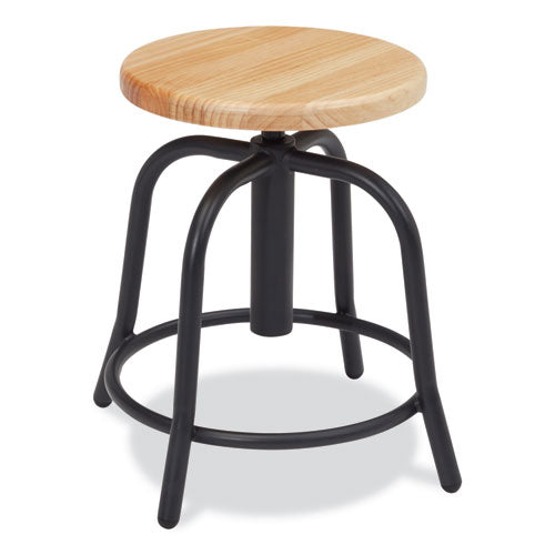 NPS 6800 Series Height Adj Wood Seat Swivel Stool Supports 300 Lb 19"-25" Seat Ht Maple Seat/black Base Ships In 1-3 Bus Days