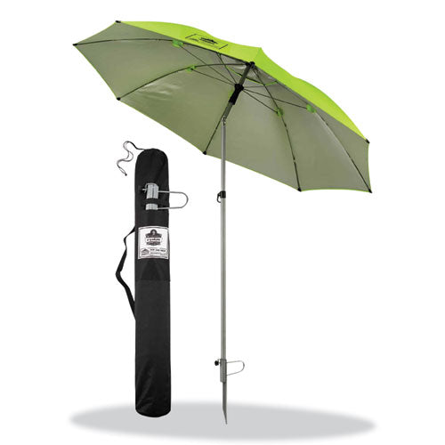 Ergodyne Shax 6100 Lightweight Work Umbrella 90" Span 92.4" Long Lime Canopy