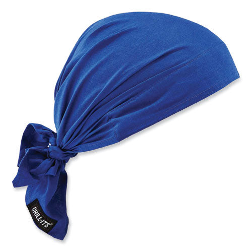 Ergodyne Chill-its 6710ct Cooling Pva Tie Bandana Triangle Hat One Size Fits Most Solid Blue