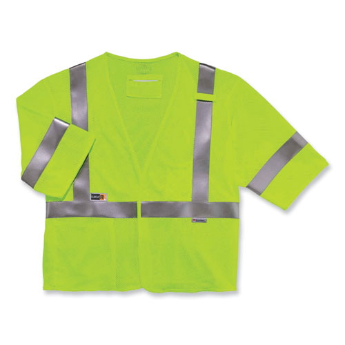 Ergodyne Glowear 8356frhl Class 3 Fr Hook And Loop Safety Vest With Sleeves Modacrylic 4xl/5xl Lime