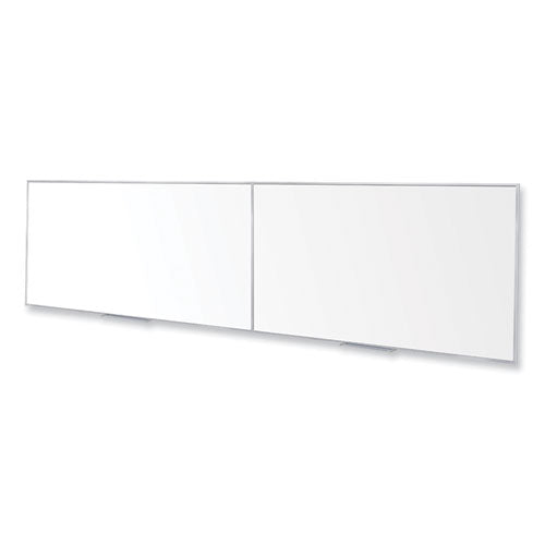 Ghent Magnetic Porcelain Whiteboard With Satin Aluminum Frame 193x48.5 White Surface