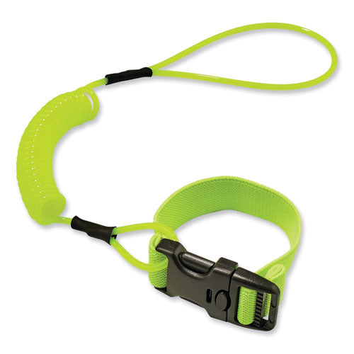 Ergodyne Squids 3157 Coiled Lanyard With Buckle 2 Lb Max Working Capacity 12" To 48" Long Lime