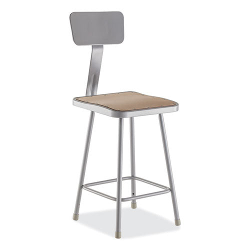 NPS 6300 Series Hd Square Seat Stool W/backrest Supports 500 Lb 23.25" Seat Ht Brown Seatgray Back/baseships In 1-3 Bus Days