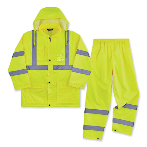 Ergodyne Glowear 8376k Lightweight Hv Rain Suit 2x-large Lime