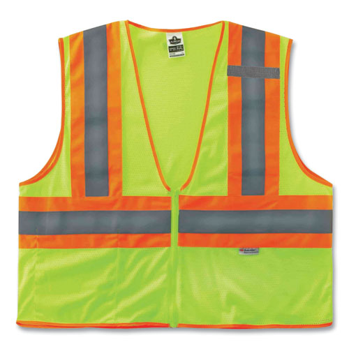 Ergodyne Glowear 8230z Class 2 Two-tone Mesh Zipper Vest Polyester 4x-large/5x-large Lime