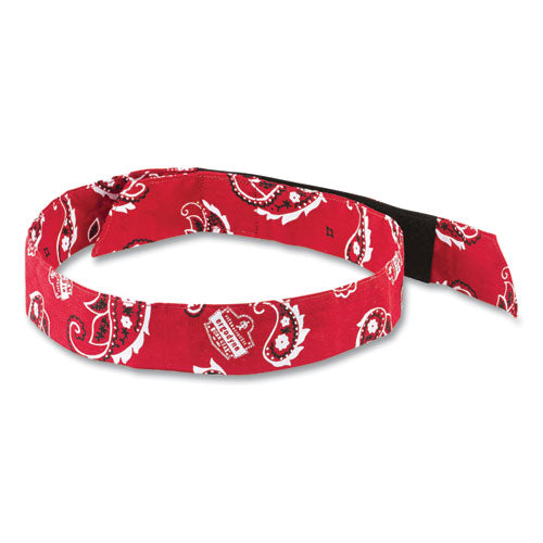 Ergodyne Chill-its 6705 Cooling Embedded Polymers Hook And Loop Bandana Headband One Size Red Western