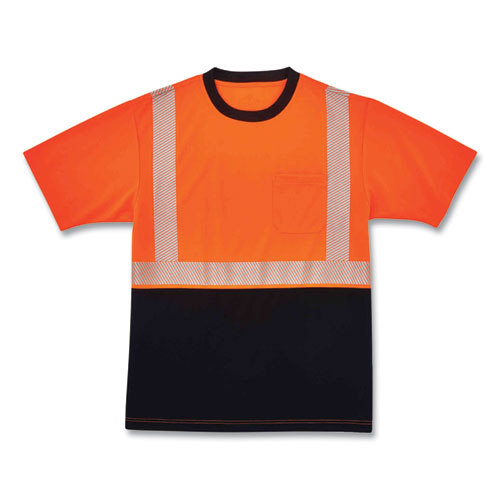 Ergodyne Glowear 8280bk Class 2 Performance T-shirt With Black Bottom Polyester 5x-large Orange