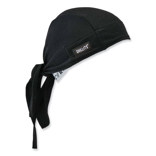 Ergodyne Chill-its 6615 High-performance Bandana Doo Rag With Terry Cloth Sweatband One Size Black