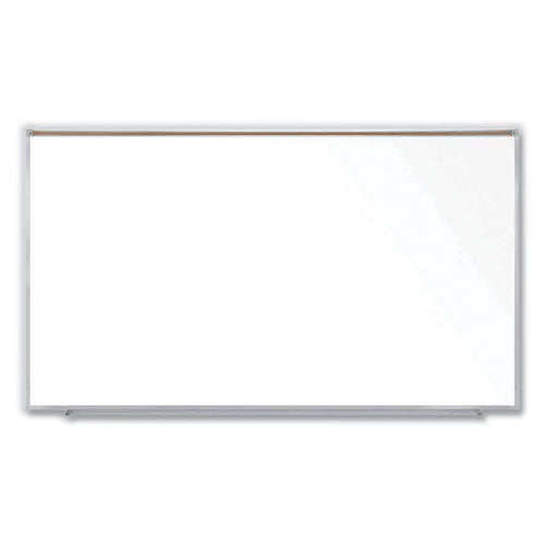 Ghent Magnetic Porcelain Whiteboard With Satin Aluminum Frame And Map Rail 96.53x60.47 White Surface Ships In 7-10 Bus Days