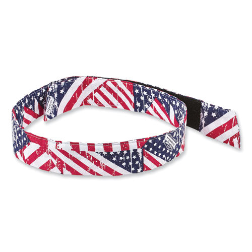 Ergodyne Chill-its 6705 Cooling Embedded Polymers Hook/loop Bandana Headband One Size Stars And Stripes