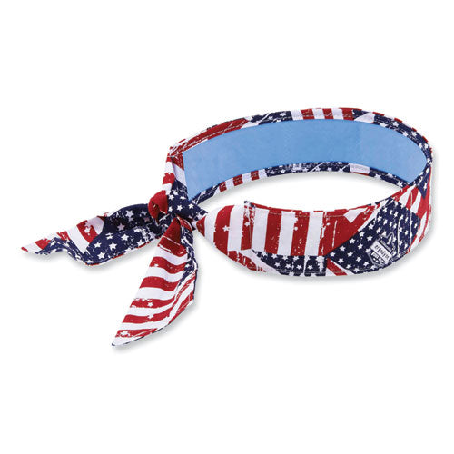 Ergodyne Chill-its 6700ct Cooling Bandana Pva Tie Headband One Size Fits Most Stars And Stripes