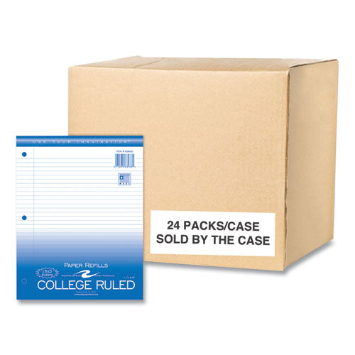 Roaring Spring Loose Leaf Paper 8.5x11 3-hole Punched College Rule White 150 Sheets/pack 24 Packs/Case