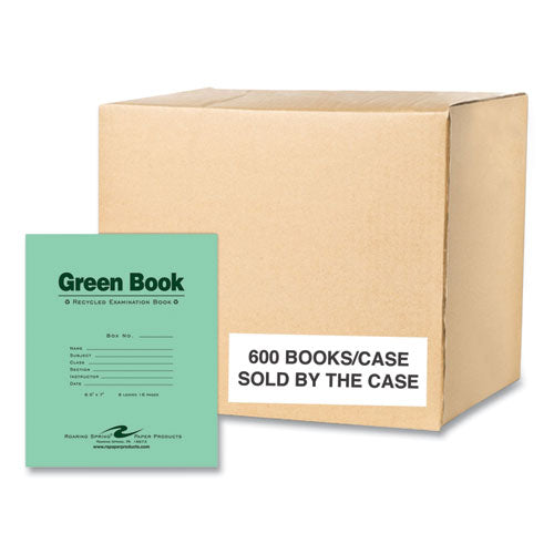 Roaring Spring Recycled Exam Book Wide/legal Rule Green Cover (8) 8.5x7 Sheets 600/Case