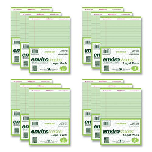 Roaring Spring Enviroshades Legal Notepads 50 Green 8.5x11.75 Sheets 72 Notepads/Case