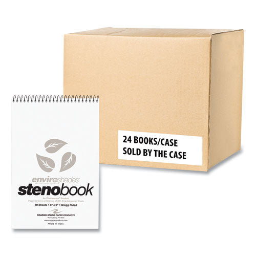 Roaring Spring Enviroshades Steno Pad Gregg Rule White Cover 80 Gray 6x9 Sheets 24 Pads/Case