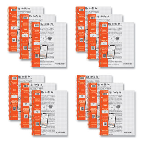 Roaring Spring Whitelines Notebook Quadrille Rule (5 Sq/in) Gray/orange Cover (70) 11x8.5 Sheets 12/ct