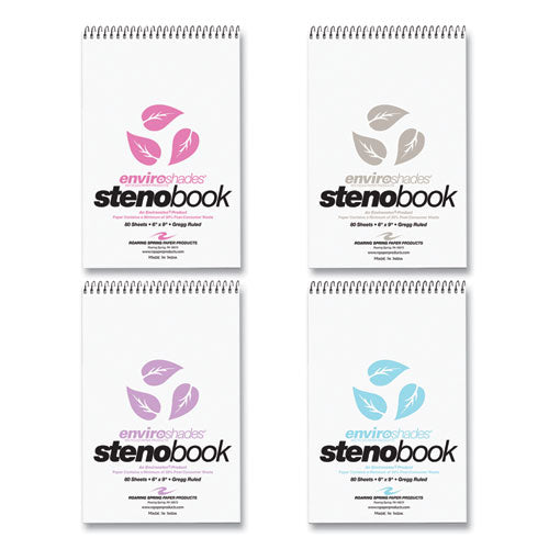 Roaring Spring Enviroshades Steno Pad Gregg Rule White Cover 80 Assorted Color 6x9 Sheets 24 Pads/Case