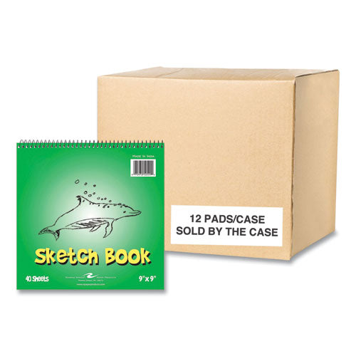 Roaring Spring Kids Sketch Notepad Green Cover 40 White 9x9 Sheets 12/Case