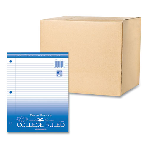 Roaring Spring Loose Leaf Paper 8.5x11 3-hole Punched College Rule White 100 Sheets/pack 48 Packs/Case