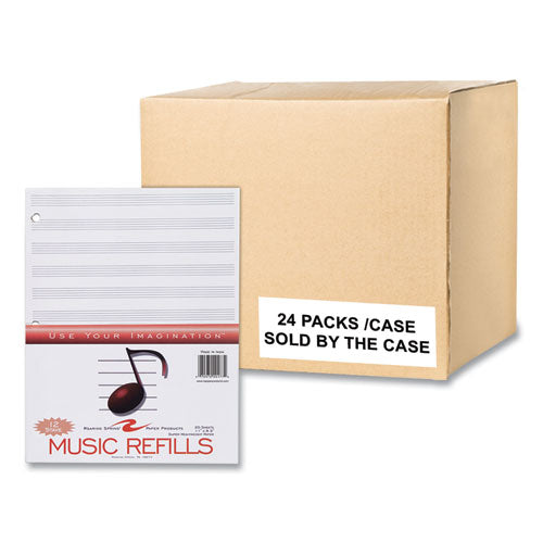 Roaring Spring Music Filler Paper 3-hole 8.5x11 Music Transcription Format 20 Sheets/pack 24 Packs/Case