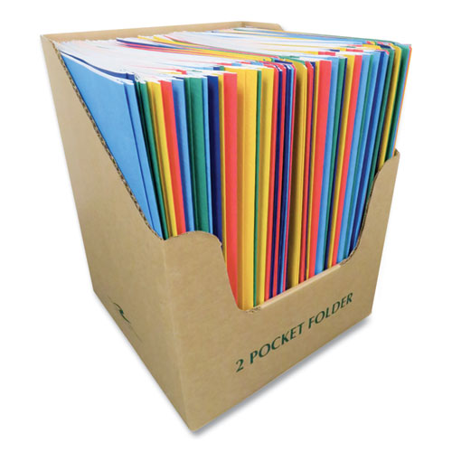 Roaring Spring Pocket Folder With 3 Fasteners 0.5" Capacity 11x8.5 Assorted Colors 100/Case
